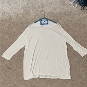 white flowy shirt with tight sleeves